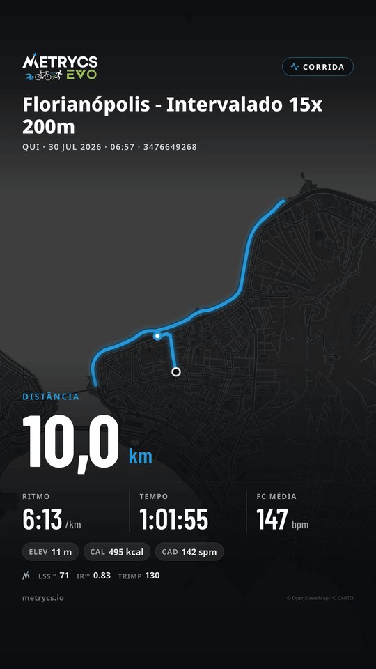 Card vertical de uma corrida de 10 km, no formato de story do Instagram